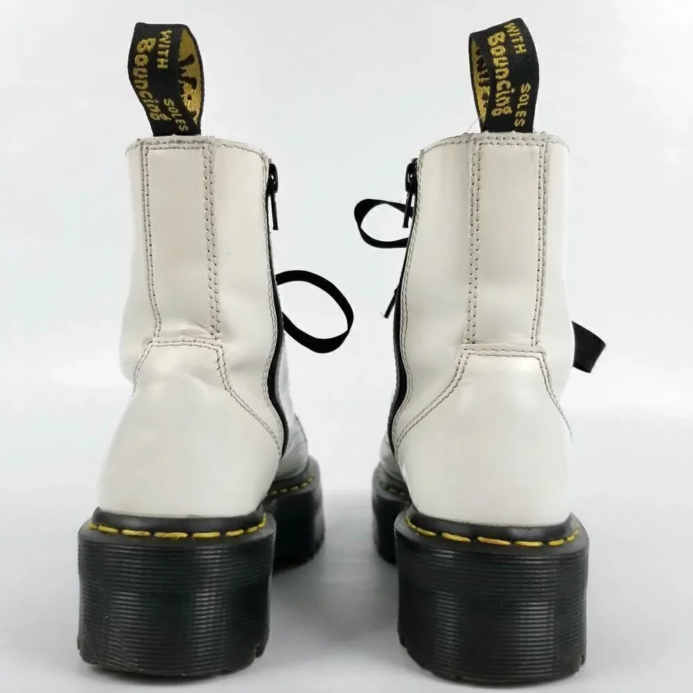Dr. Martens Jadon Ribbon Dolls Kill White Leather Platform Combat Boots 5 Grunge